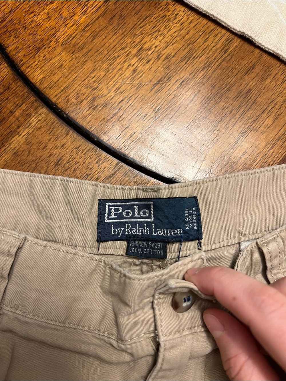 Polo Ralph Lauren Andrew Shorts Khaki Pleated Classic Size 32 - Picture 3 of 5